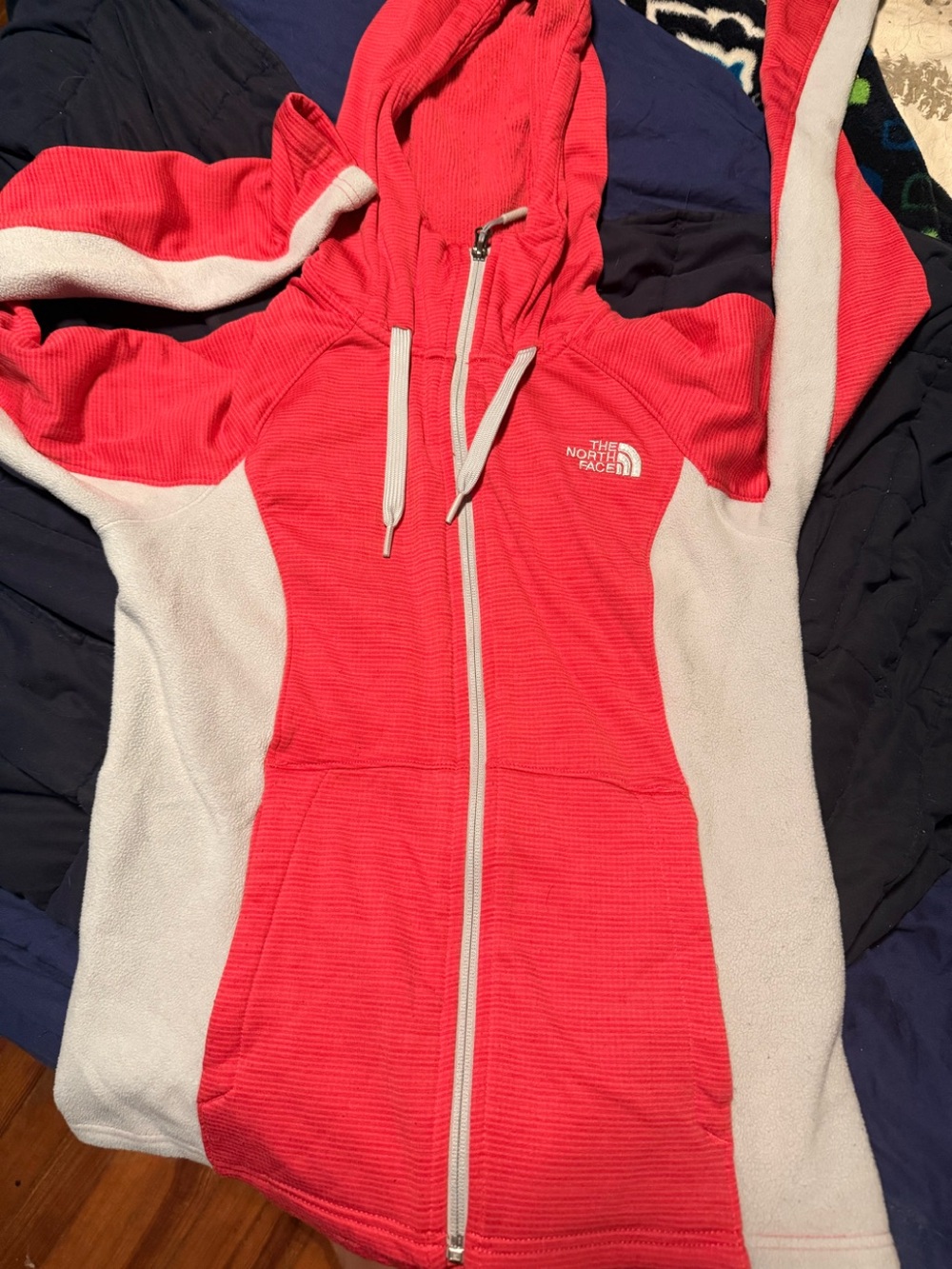 The North Face Pink & White Hooded Full-Zip Jacket